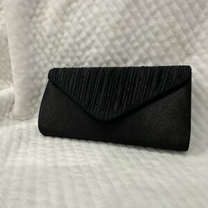Black Clutch, Ruched Design with Rhinestones. brand new condition, never used.